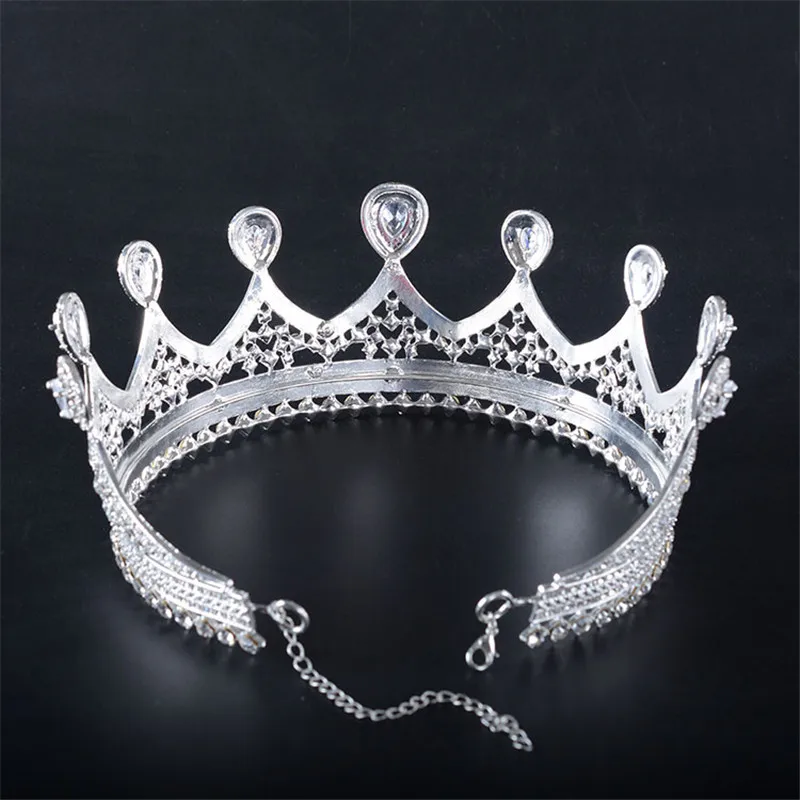 Snuoy King Crown Tiaras Luxury Silver Adjustable Round Crowns for Men/Women Wedding Hair Accessories Queen Diadem fashion style | Украшения