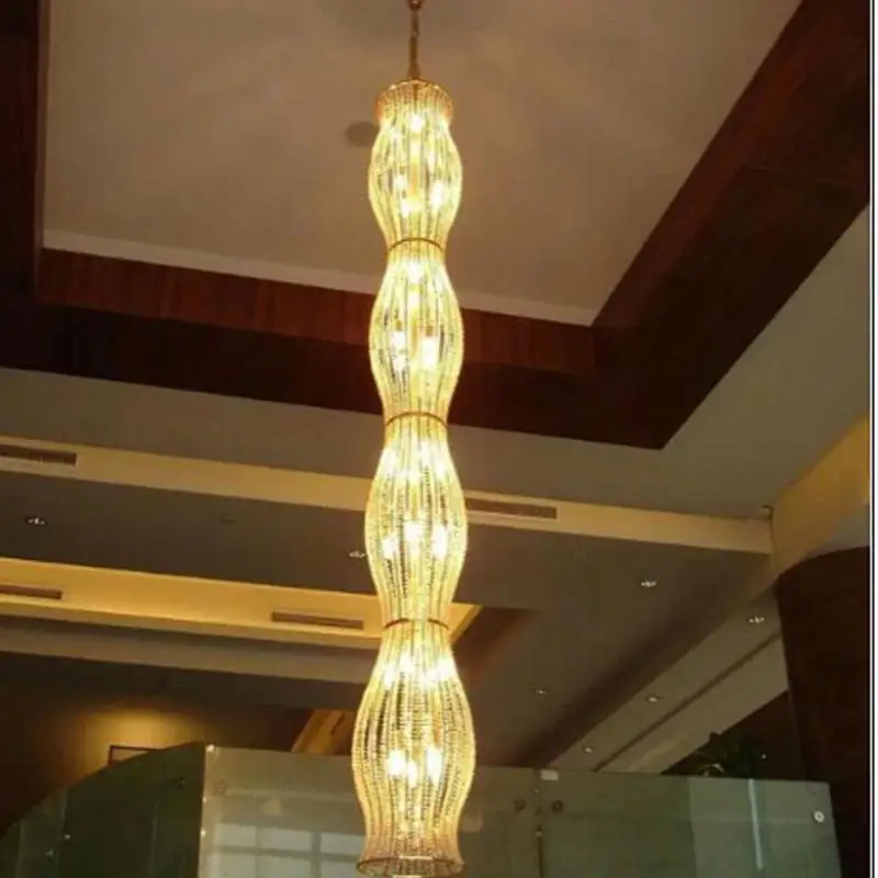 Duplex house 2-5M long cylinder chandelier lighting modern large crystal lustre Villa hotel stair Lighting Pendientes | Освещение