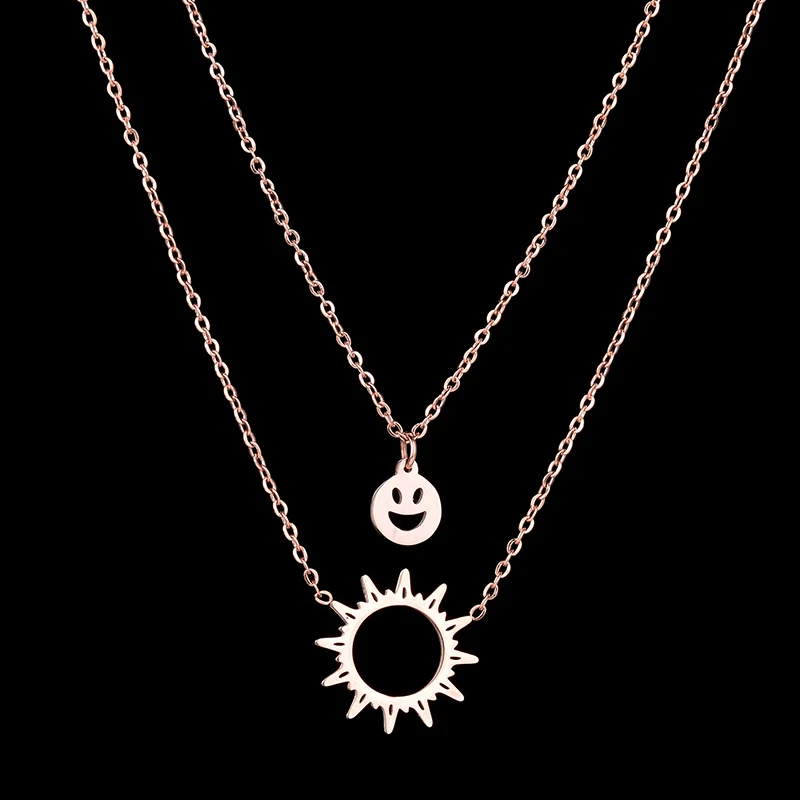 ELSEMODE Сверхъестественное Двухслойное простое ожерелье с изображением смайлика