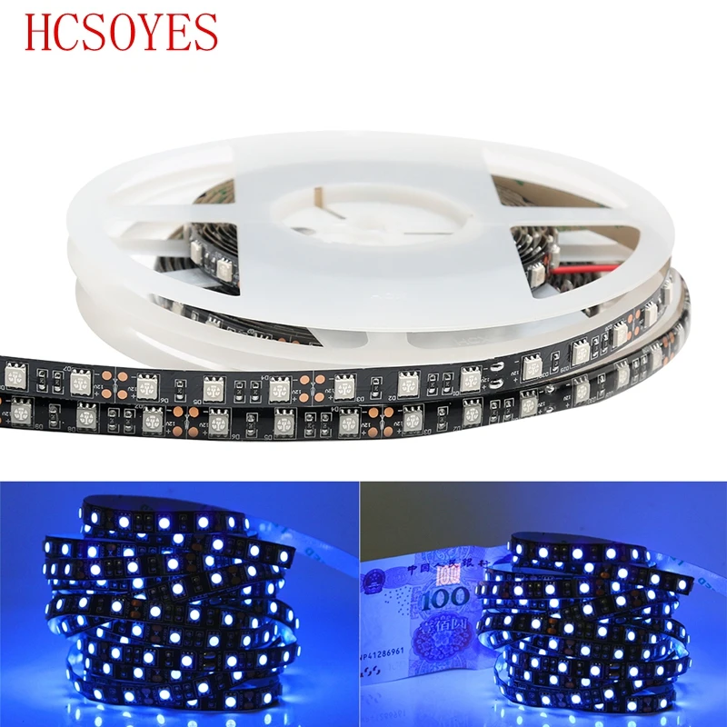 DC12V 5 М УФ 300 светодиодов 5050 SMD 60 светодиодов/м ультрафиолетовая Светодиодная лента