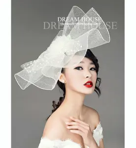 Вуалетка женская свадебная сетчатая, аксессуары для волос ручной работы, винтажная шляпа с вуалью, цветочный головной убор для шоу, белый, черный
