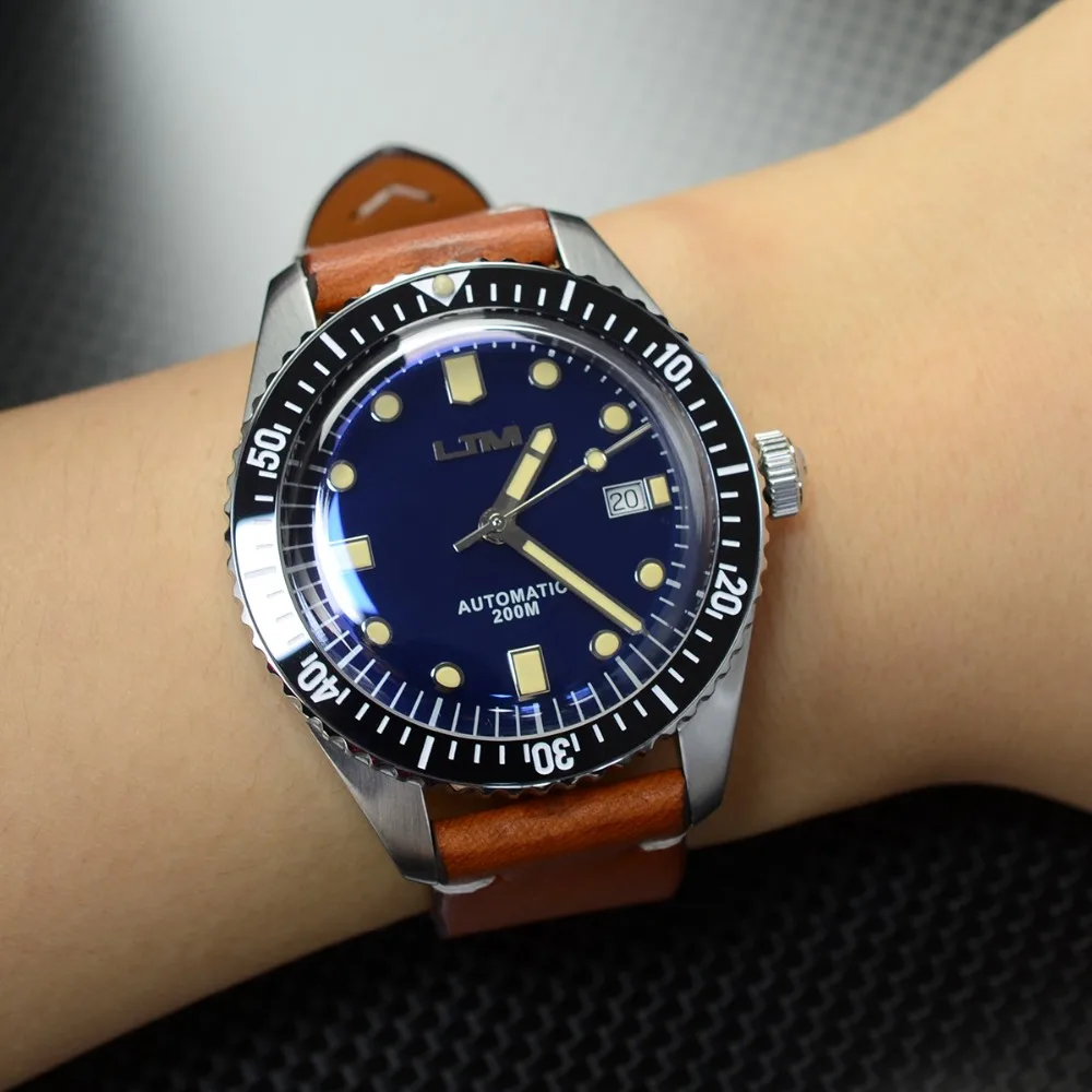 Мужские винтажные часы для дайвинга San Martin Sixty-Five, автоматические часы из нержавеющей стали 200, водостойкие мужские часы, модные