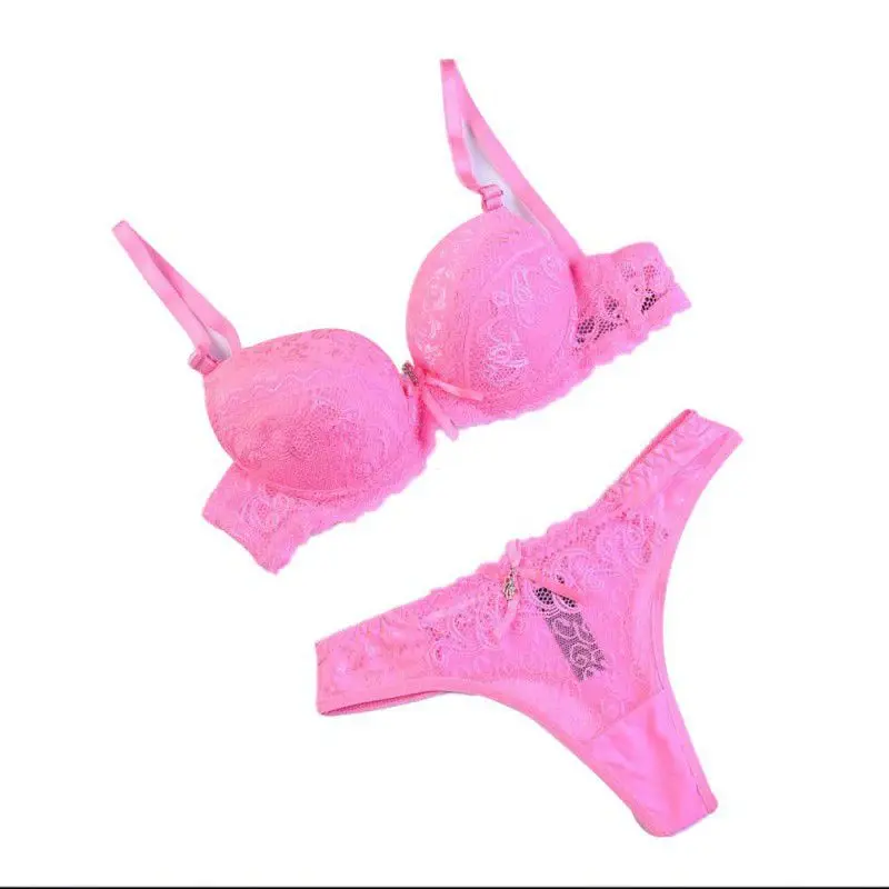 

Sexy Lace Bra Set Women Push Up Bra Sets Print Bra Panty French Romantic Intimate 32-38 B Cup
