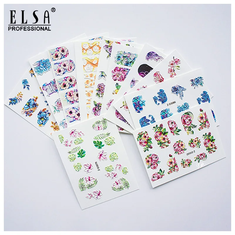 Набор стикеров для дизайна ногтей ELSA черный кружевной золотого и серебряного