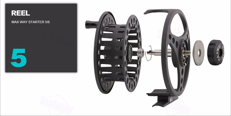 Maxway SeaKnight Fly Rod Combo комплекты 5/6# включает Высокоуглеродистый стержень+ алюминиевая катушка для мух+ коробка для мух+ линия мух+ водонепроницаемый