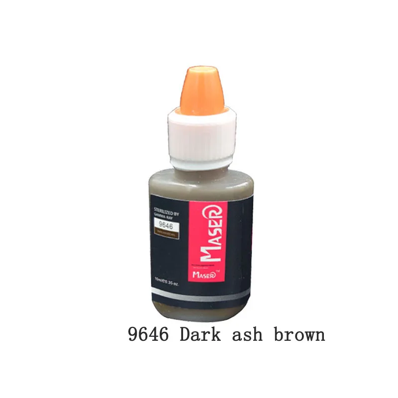 9646 Dark ash brown Постоянный Макияж Чернила для тату дополнительно пигмент Цвет 10 мл для татуировки бровей Подводка для глаз губ Make Up смешанный цвет Книги по искусству Татуировка Поставки татуаж пигмент тату пигмент краска для тату - Цвет: 9646 Dark ash brown