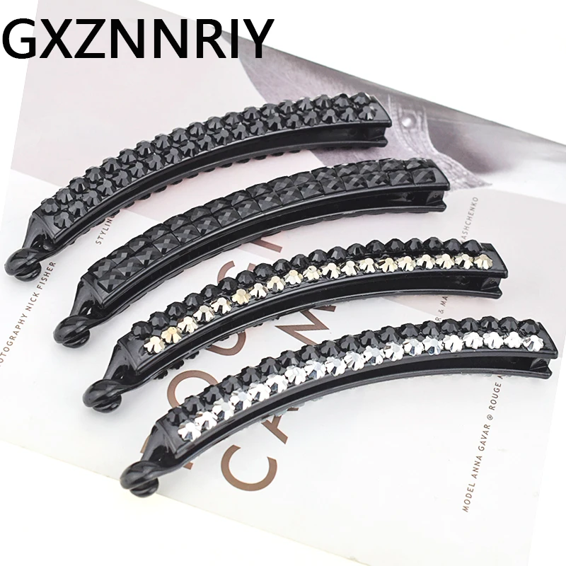 

Black Rhinestone Hair Clips for Women Accessories Long Barrettes Hairpins Korean Style Fashion Banana Hairclip Claws Clip Gifts