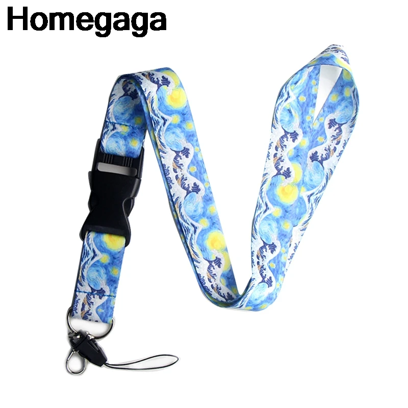 Homegaga звездное небо Kanagawa волна id ремень фильм шея ремешки ключи держатель очков
