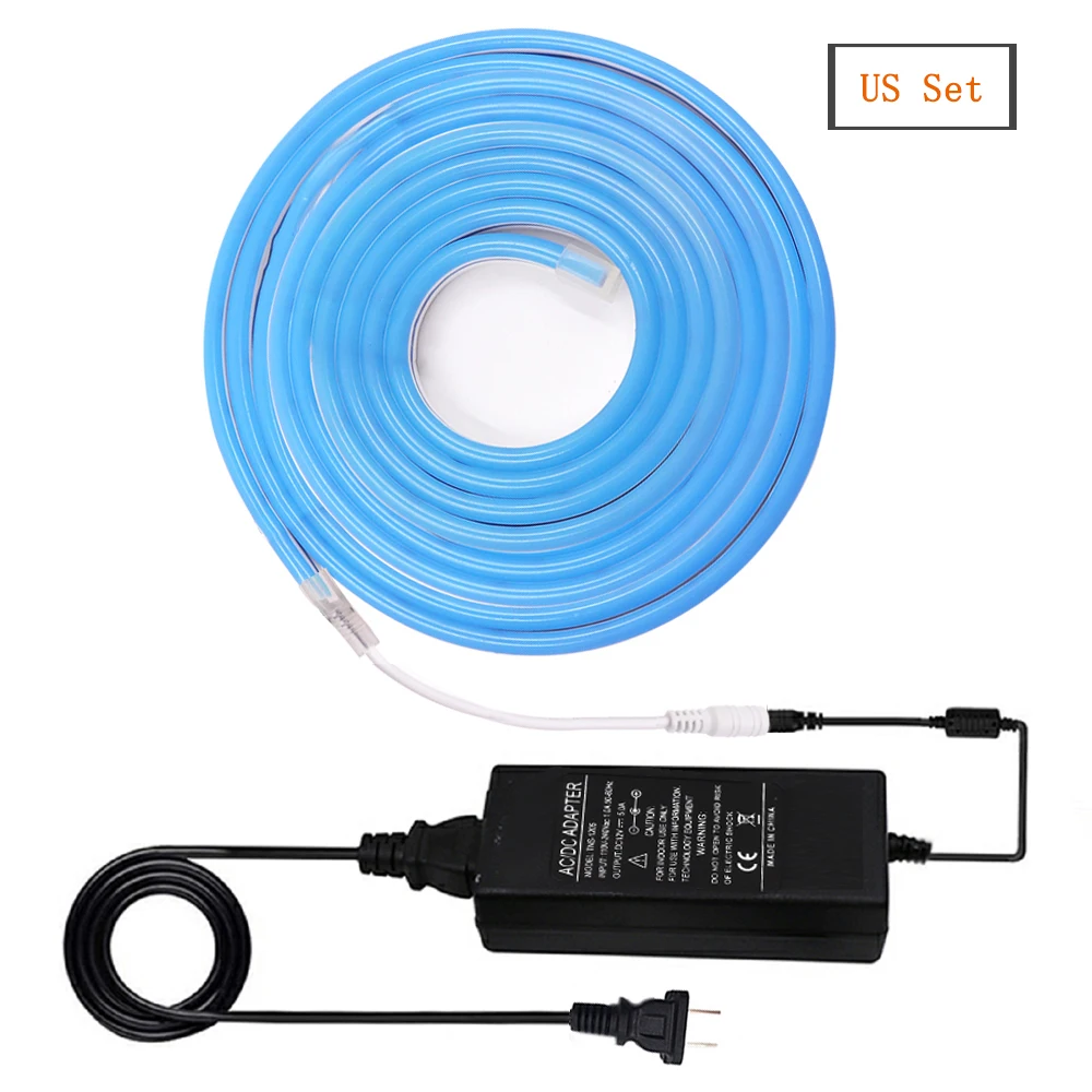 12V 120 светодиодный s светодиодный неоновый светильник полосы SMD2835 6x12 мм Водонепроницаемый светодиодный лента с Мощность Plug Гибкая неоновая лента веревки для украшения