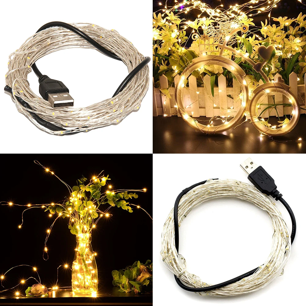 Гирлянда светодиодная с питанием от Usb 10 м 100 светодиодов|fairy lights|string lightsled string lights |