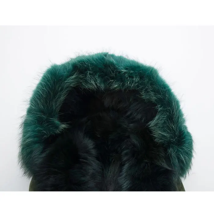 Меховое пальто с капюшоном армейского зеленого цвета теплая куртка хорошего