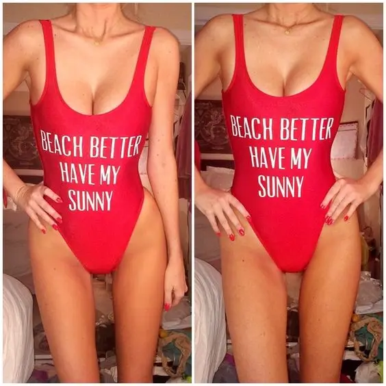 Женский слитный купальник черный с надписью Maillot De Bain монокини купальный костюм