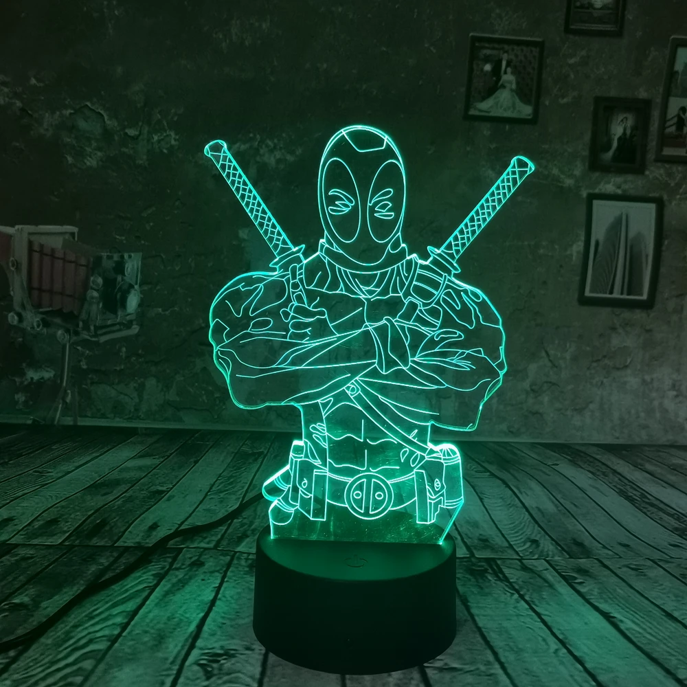Прямая поставка крутой ночник светодиодный мини Marvel Deadpool детская прикроватная