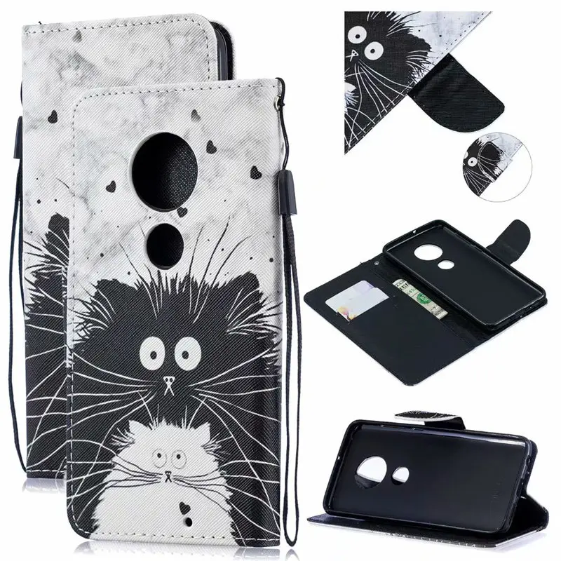 COOLY кожаный бумажник флип-чехол для Motorola Moto G5S G6 G7 Plus X4 One power P30 Play P30Note чехол для телефона с изображением кошачьего листа мрамора