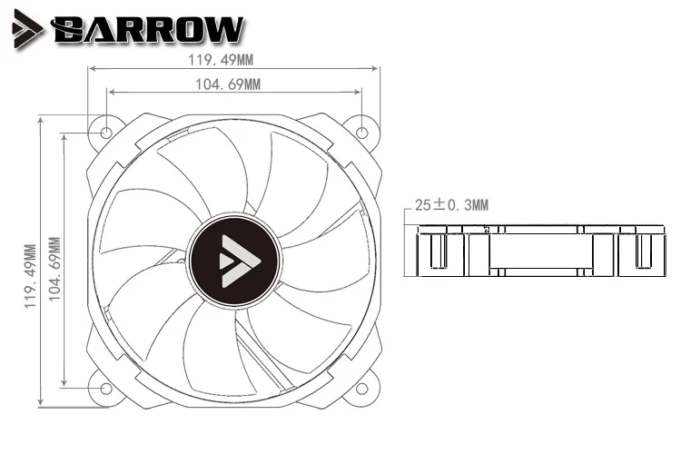 Barrow BF02 PR D волшебный цвет 12 см вентилятор для радиатора|12cm fan|fan 12cmcolorful fan |
