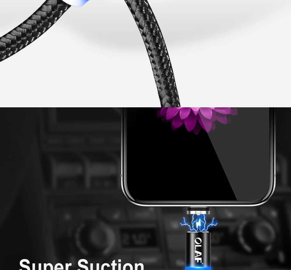 Магнитный Micro USB кабель OLAF 1 м СВЕТОДИОДНЫЙ Магнитный зарядный шнур для samsung S4 S5 S6 S7 Edge Магнитный кабель Micro usb кабели для зарядки