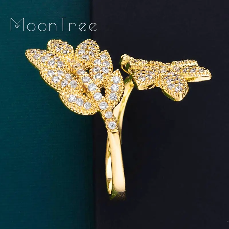 Женское кольцо MoonTree роскошное из меди с фианитом ААА для вечеринки свадьбы