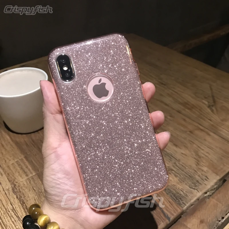 Блестящий Прозрачный мягкий ТПУ чехол для iPhone 7 8 Plus силиконовый чехол для iPhone 6 6s X XS XR XS MAX
