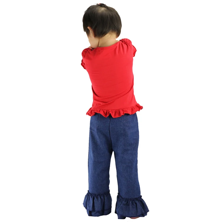 Детские джинсы милые штаны с двойными оборками для девочек детские на весну и