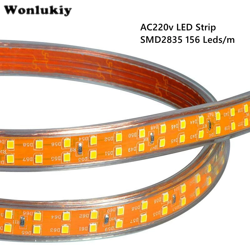Wonlukiy SMD 2835 двухрядные светодиодные полосы 156 светодиодный/м водонепроницаемый
