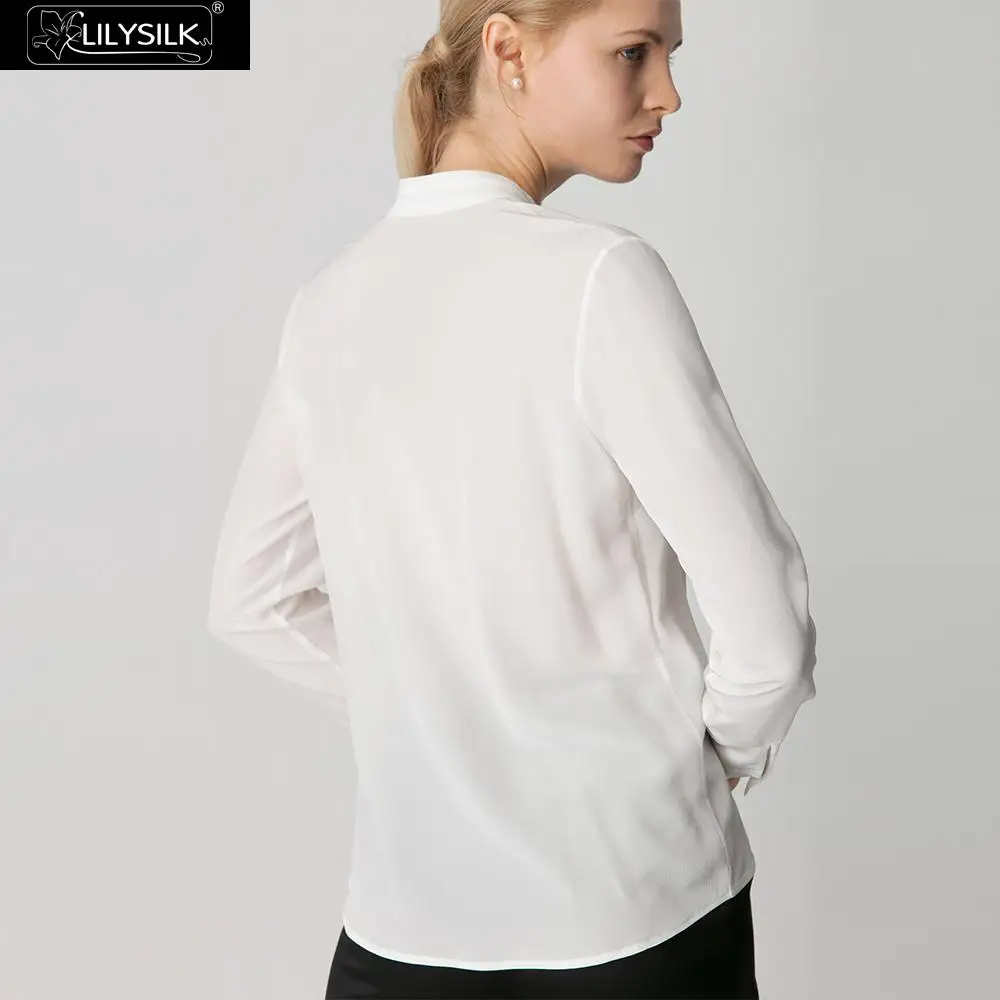 LILYSILK блузка эффектная и сексуальная шелковая стоячий воротник женская