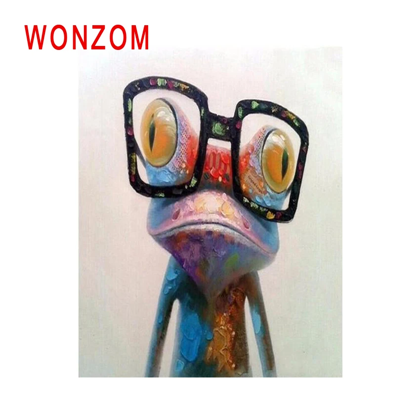 Очки WONZOM с лягушкой рисование по номерам абстрактная животная масляная краска