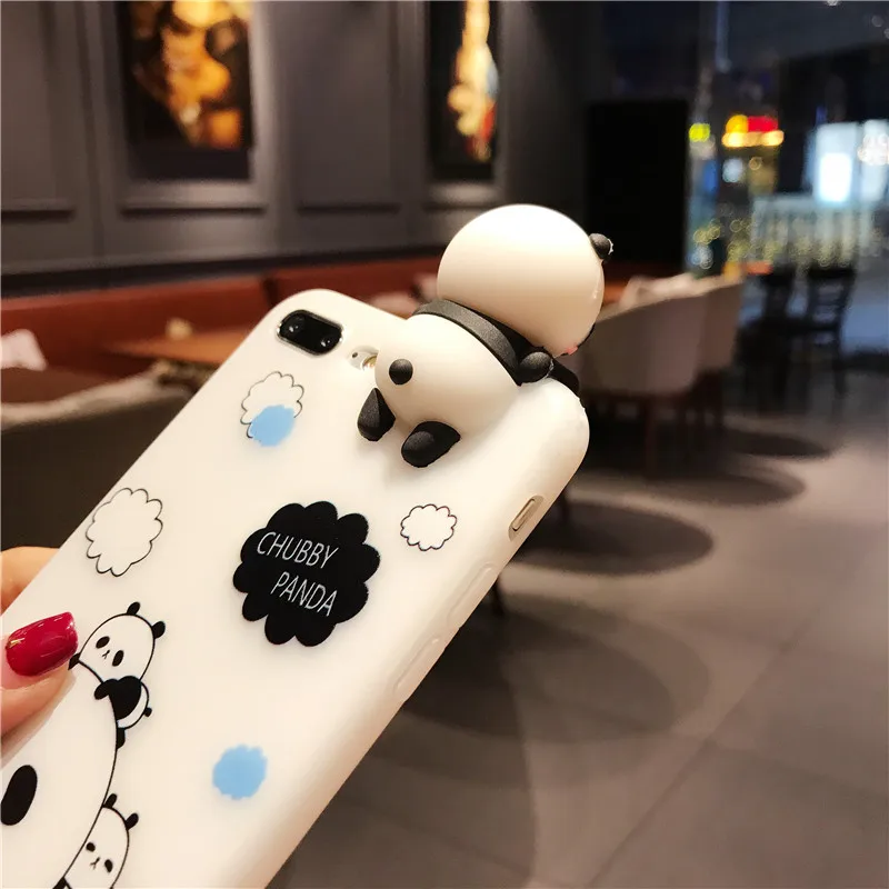 Для iphone 8/8 plus чехол+ Защитная пленка для экрана для iphone 7 plus милый 3D с мультипликационным принтом «панда», задняя крышка для iphone 6s Стекло пленка