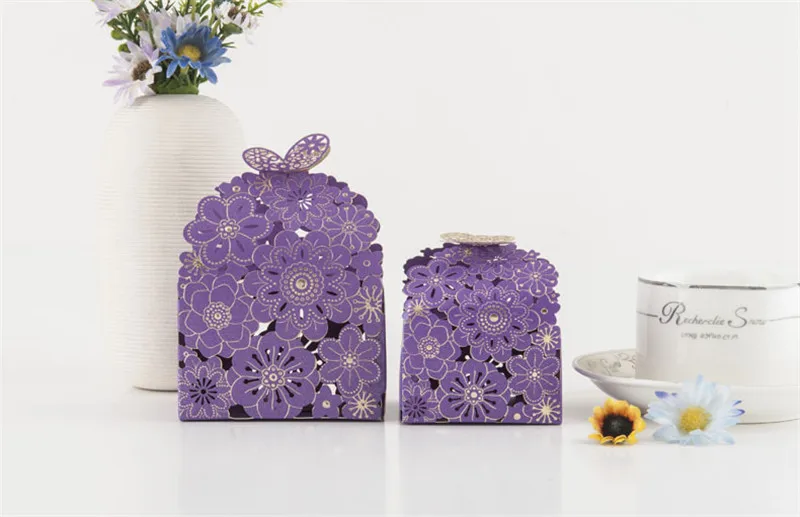 50pcs/lot Colorful Flowers Foldable Candy Boxes Package Birthday Engagement Wedding Guest Gift Service Only Small Size Available | Дом и сад