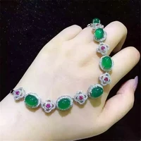 kjjeaxcmy fine jewelry s925 pure silver inlay natural green jade medulla female style bracelet plant four leaf grass ornaments