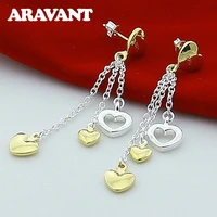 new arrival 925 silver jewelry color heart long earrings for women fashion silver plated earrings jewelry