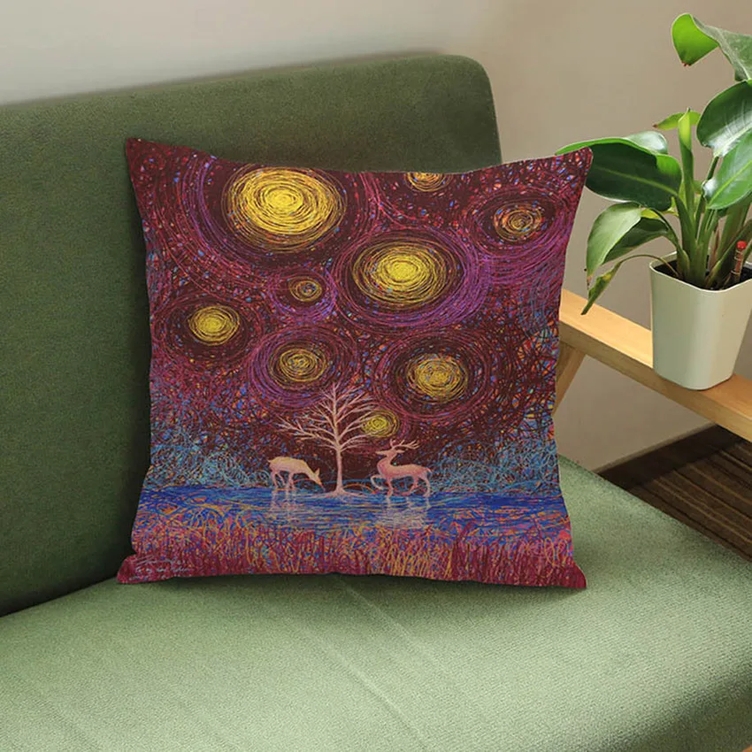 Натуральное дерево красочное небо декоративная подушка для гостиной дивана