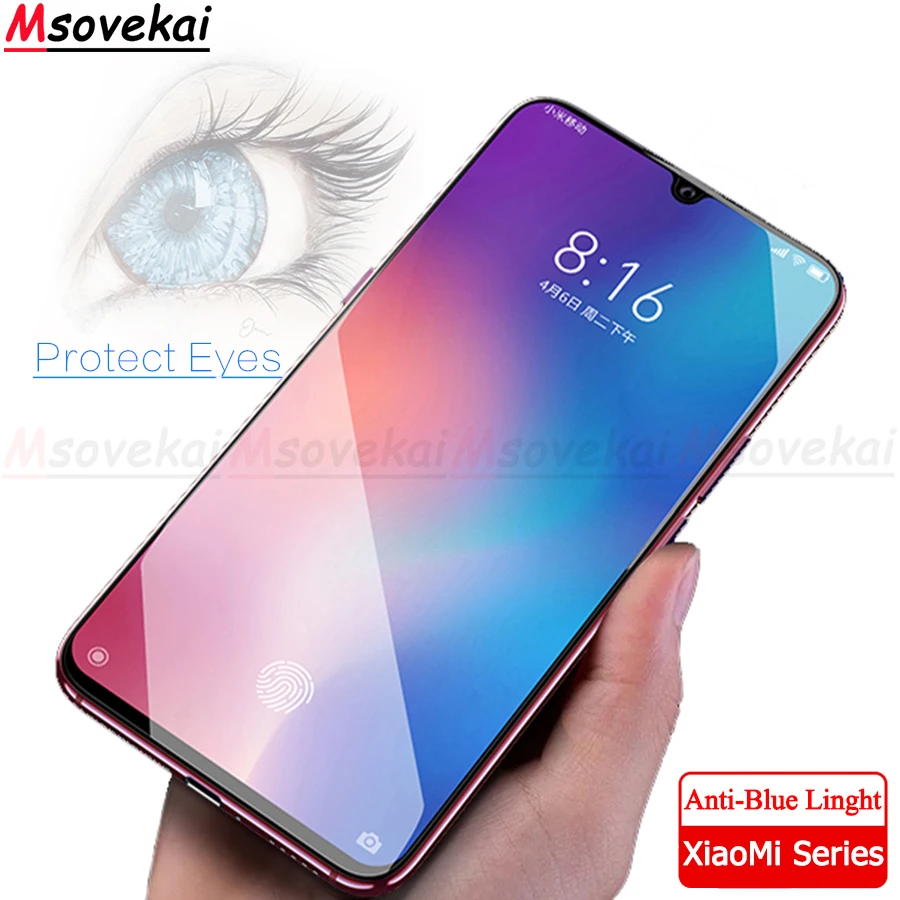 Анти синий свет закаленное стекло для Xiaomi mi 9 SE Explorer Play x 3 красный Note 7 Pro Черная