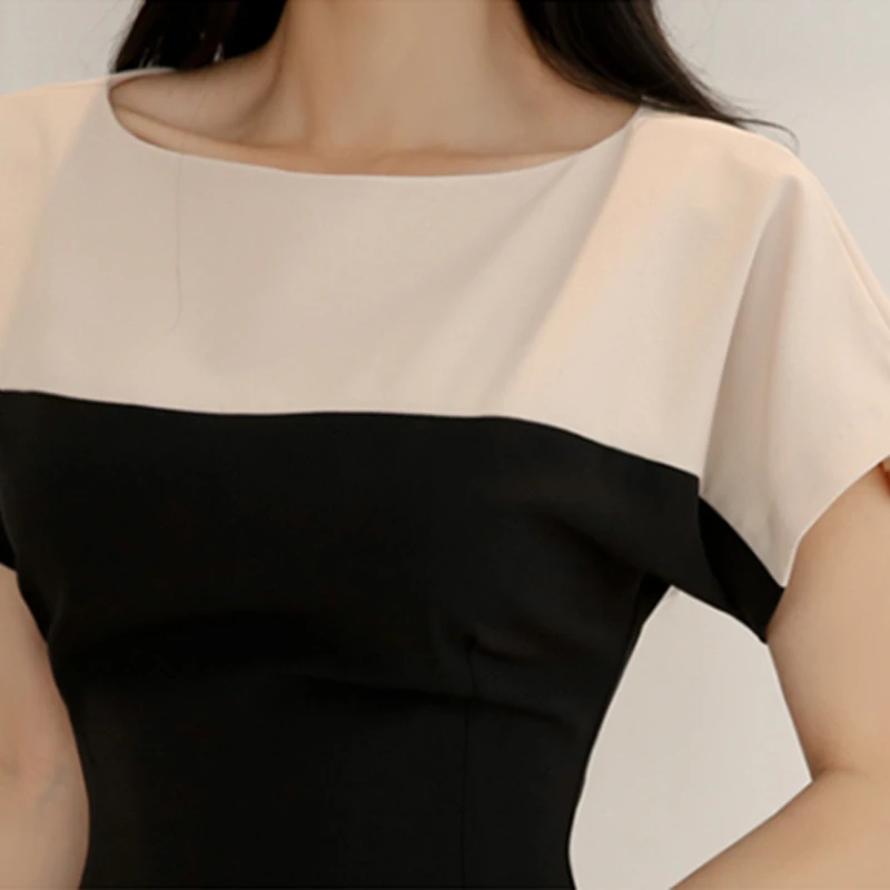 Fashion Patchwork Batwing Sleeve Women Sheath Bodycon Dress OL Style O-neck High Waist Hip Package Female Midi Dresses Vestidos | Женская