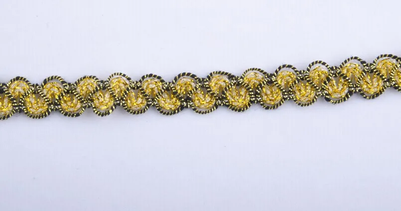 40 ярдов плетеная Золотая Черная кружевная ткань необычная декорированная