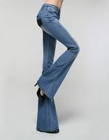 brand denim flare jeans femme bottom trousers elegant wide leg long pants women slim vintage skinny jeans pants blue