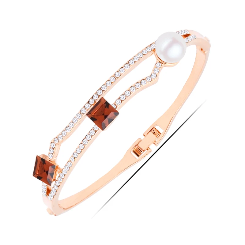 W080 жемчужный кристалл женский браслет золотого и серебряного цвета ювелирное