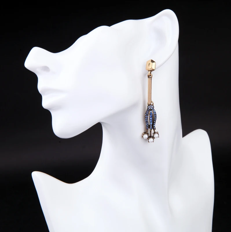 Новое поступление 2017 года кристалл бутон цветка долго кулон Серьги Античное