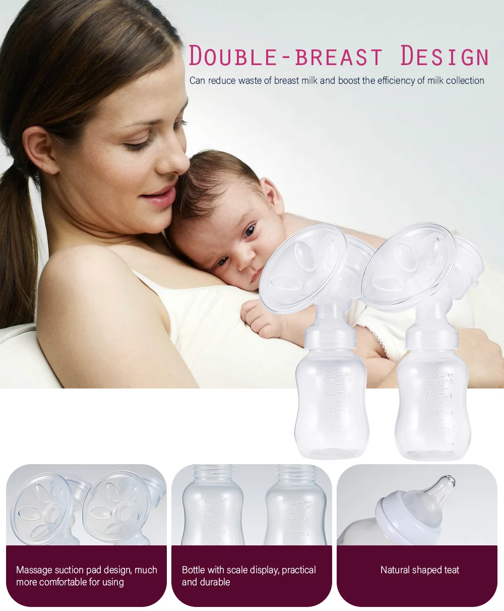 Электрический дважды молокоотсос с bpa baby bottle бесплатно Ntural всасывания увеличитель комплект Кормление бутылки USB молокоотсос milksucker
