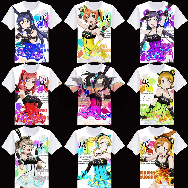 Люблю жить! Косплей lovelive рубашка nico hanayo miki umi kotori nozomi rin eli honoka Футболка с принтом