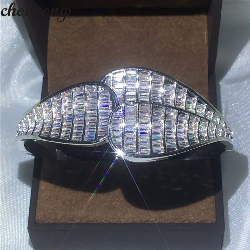 

choucong Hyperbole Big bracelet 5A cubic zirconia Stone White Gold Filled Engagement bangle for women wedding accessaries