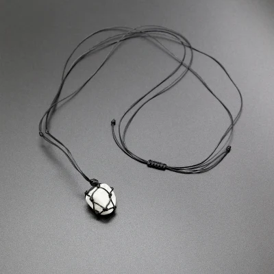 howlite blk Модное индивидуальное ожерелье, натуральная подвеска в виде каменного маятника, кристальная подвеска, ожерелье с сеткой, ожерелье для йоги, ювелирные изделия для мужчин и wo мужчин - Окраска металла: howlite blk
