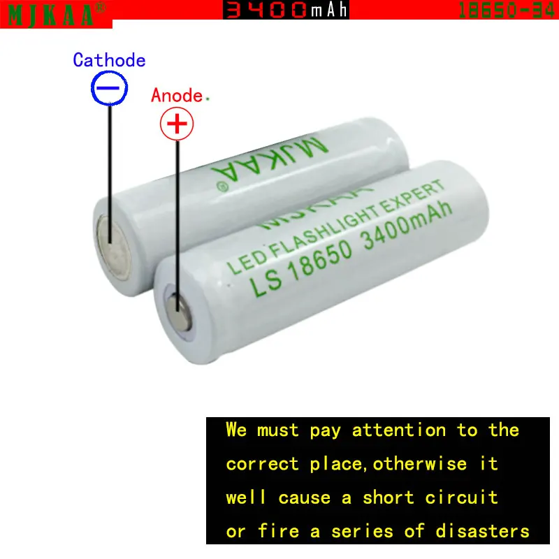 18650 Li-ion 3,7 V 3400mAh белые перезаряжаемые батареи для фонарика Handlamp