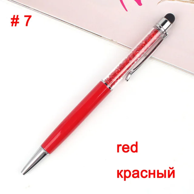 7 20 цветов кристальная шариковая ручка модный креативный Стилус для письма канцелярская ручка для офисов и школ шариковая ручка черный синий - Цвет: 7