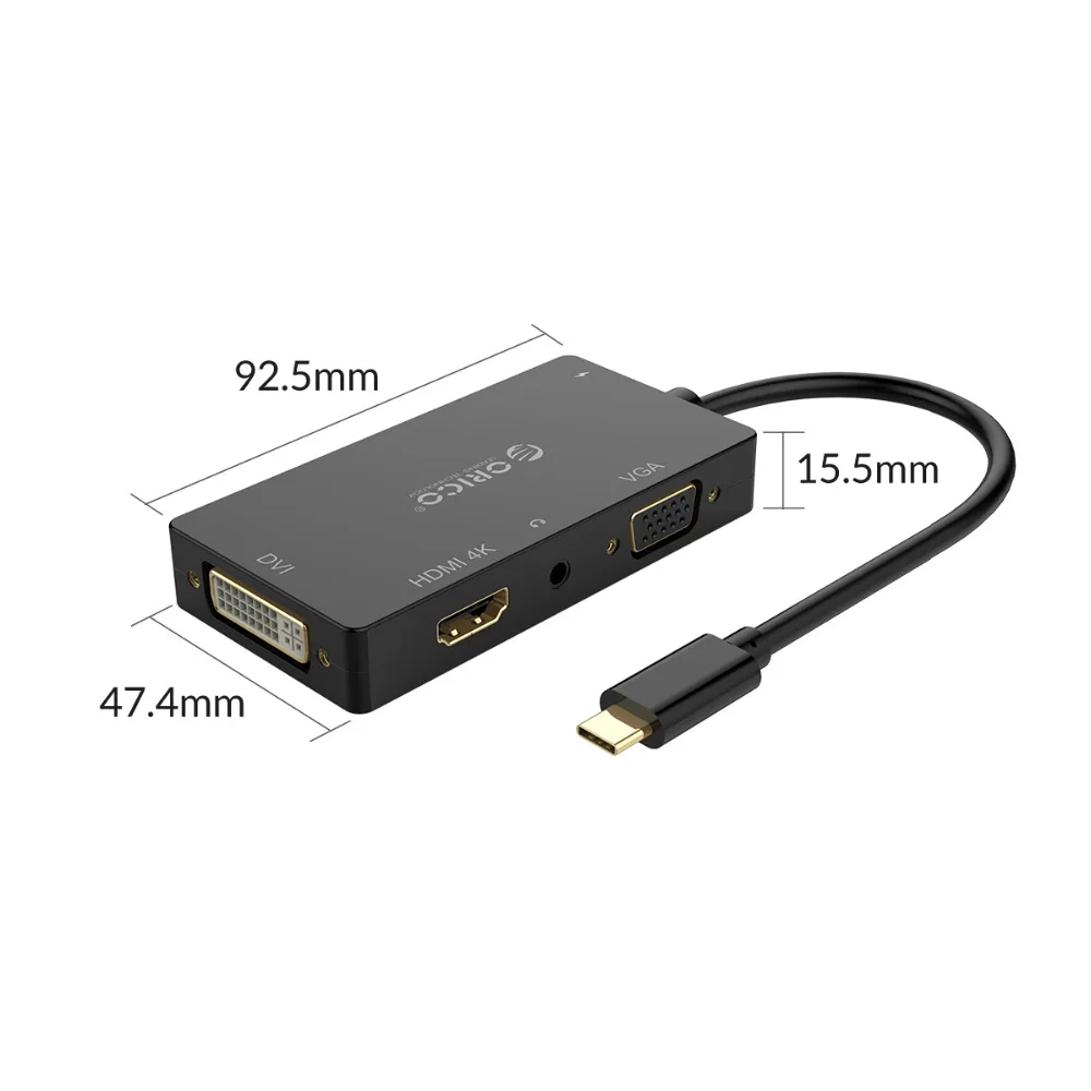 ORICO usb-хаб USB C к HDMI/VGA/DVI/3,5 мм наушники AUX адаптер для MacBook samsung Galaxy S10 4K 30FPS видео Тип C USB 3,0 концентратор