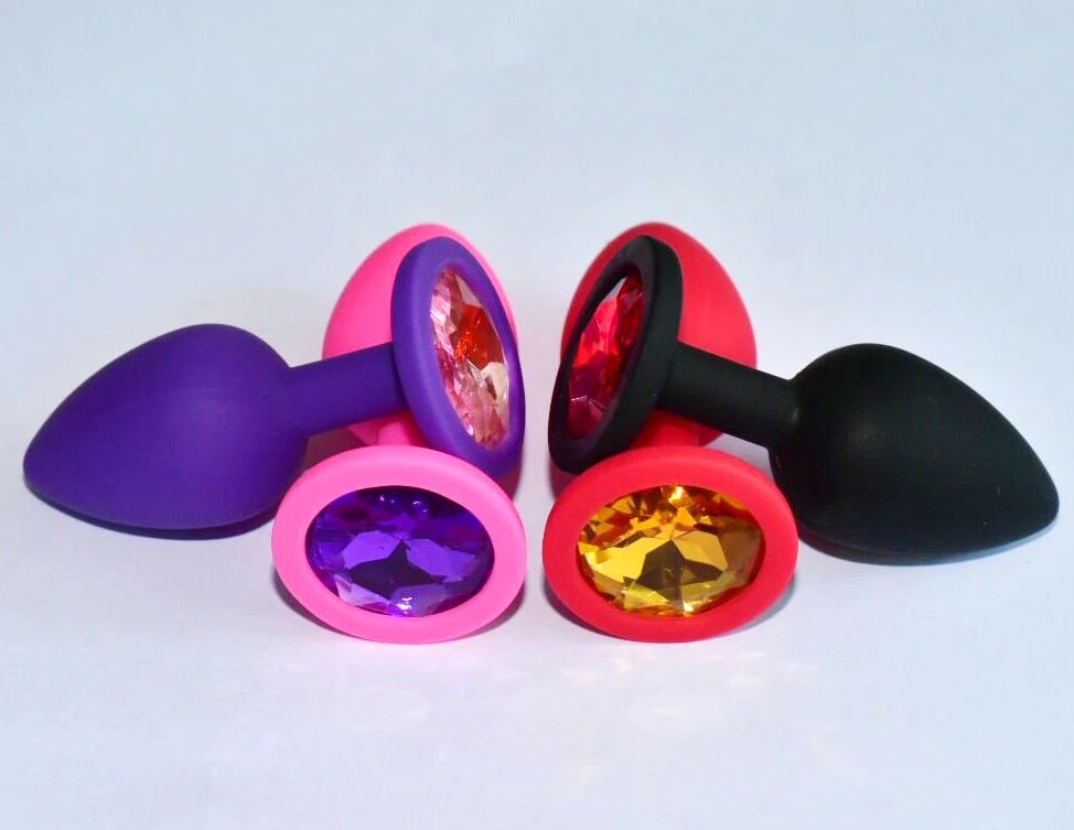 size S silicone anal plug butt bead gem jewel diamond inside sex toys for adult | Красота и здоровье