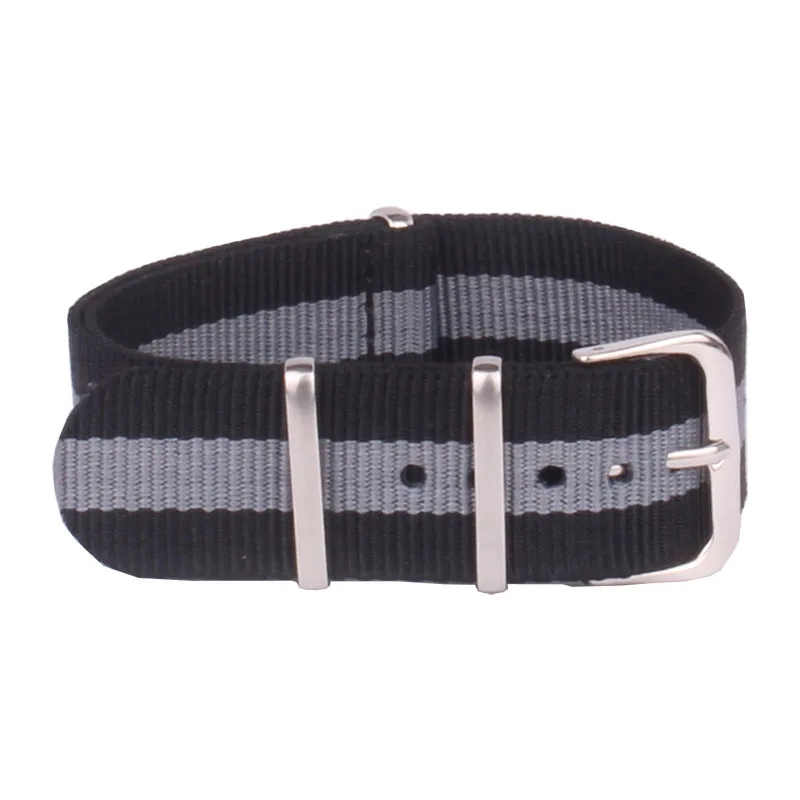 Ремешки для наручных часов черные/серые нейлоновые с пряжкой 22 мм|strap band|22 mmbuckle 22mm