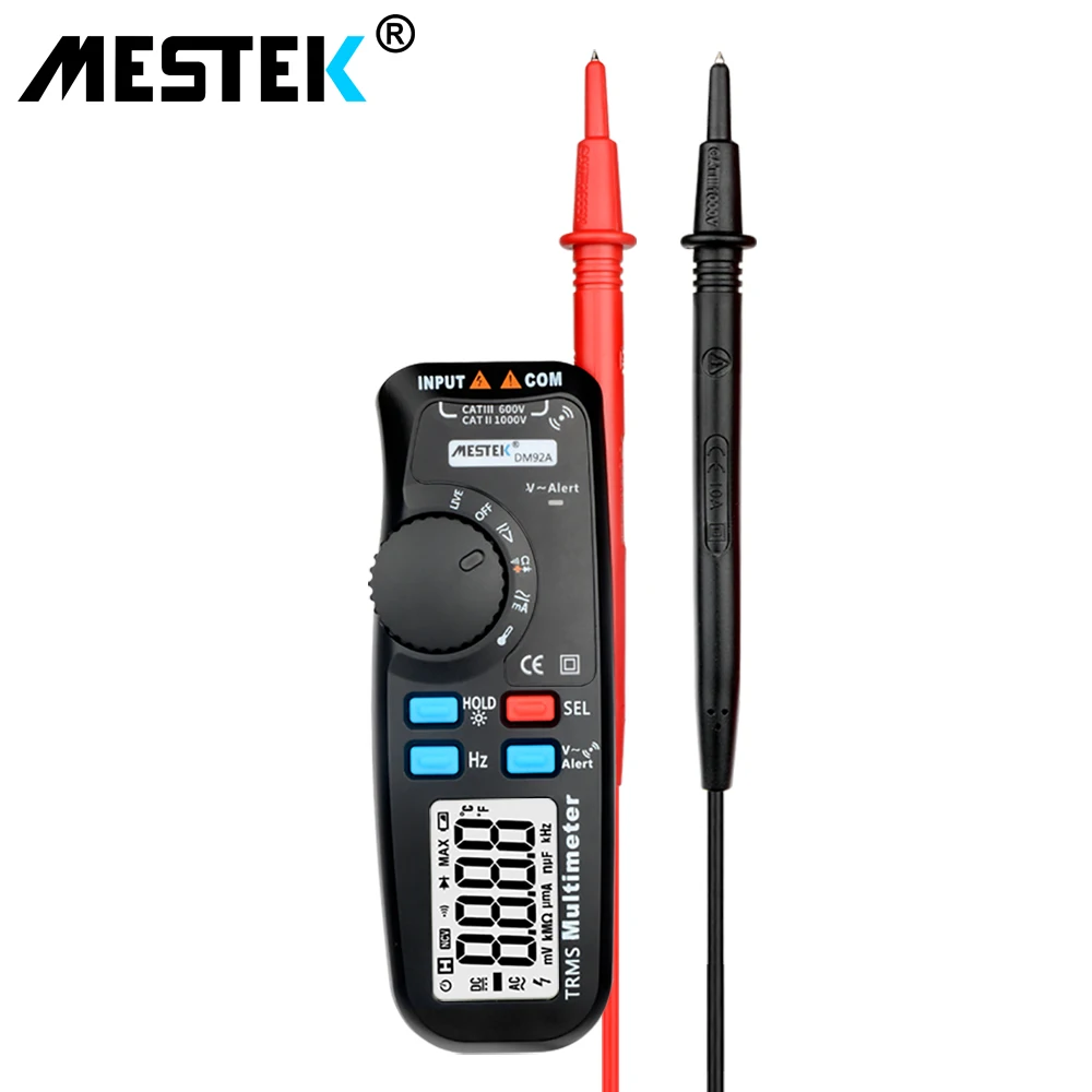 MESTEK DM92A NCV Цифровой мультиметр True RMS 6000 отсчетов DC/AC Авто Диапазон мультитестер напряжение тестер задний свет Multimetro
