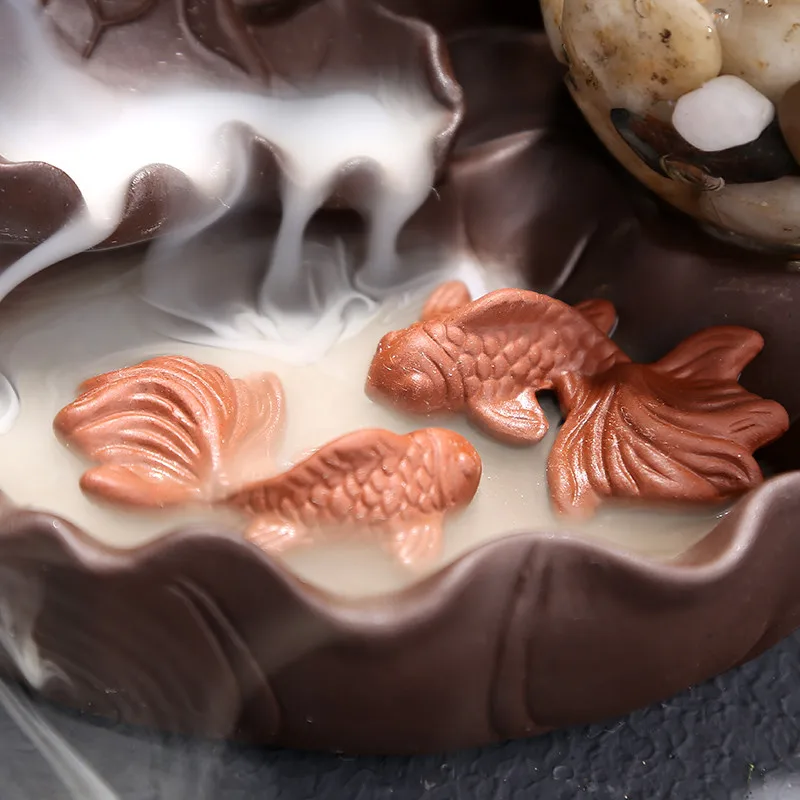 Новый Маленький Будда Лотос пруд рыба водопад задний поток курильница