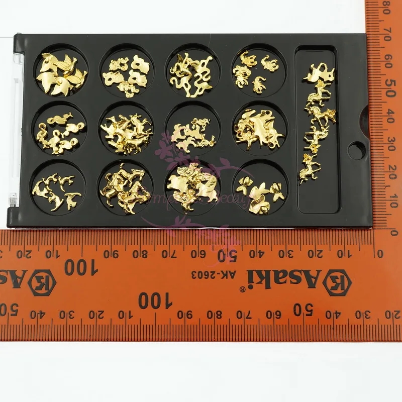 1 Набор микс животных Форма с рисунком Кот птица Лошадь Единорог Золото Тон салон