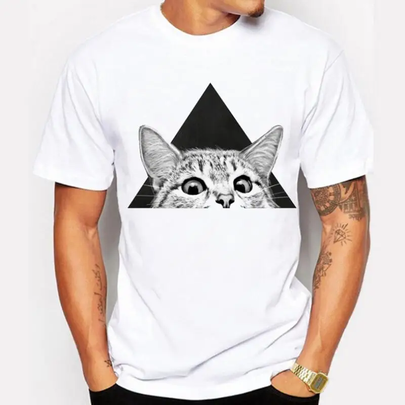 Men's T-shirt 2019 Summer Fashion Cat 3D Print Funny t shirt tshirt male Casual Brand 100% Cotton White men homme | Мужская одежда